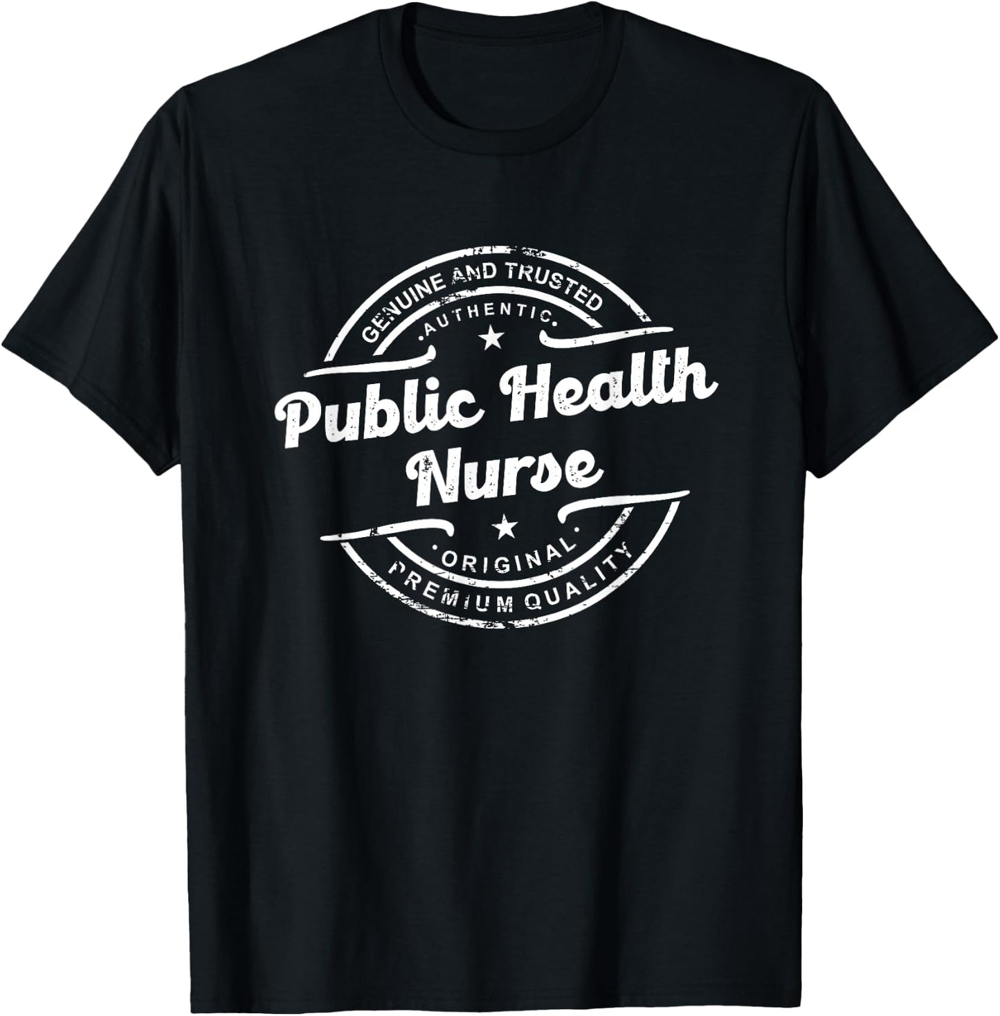 Best Public Health Nurse vintage stamp retro distressed logo T-Shirt - T-Shirt | Black