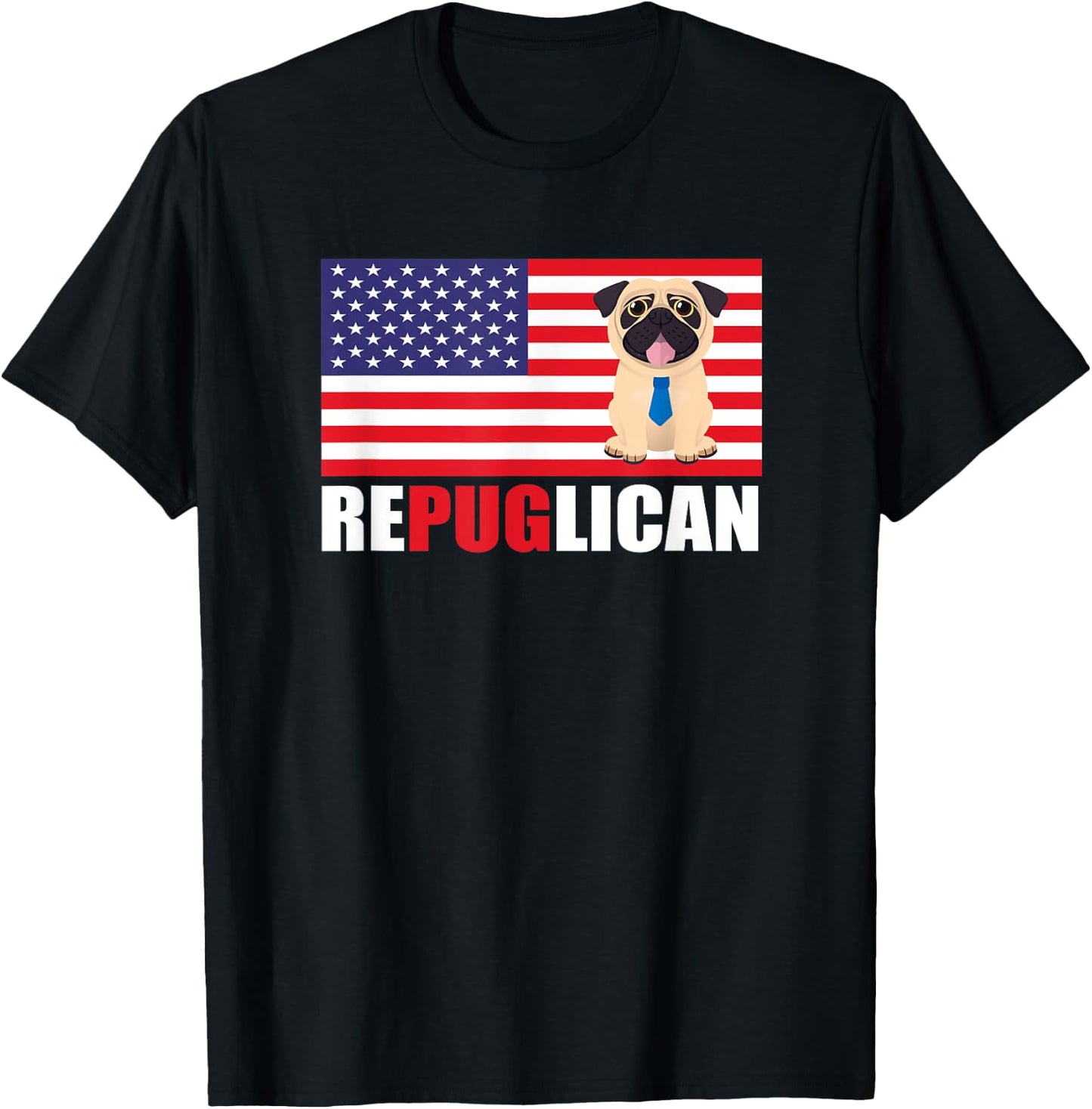 Repuglican Funny Trump Supporter Pro-Trump Pug Owner Gift T-Shirt - T-Shirt | Black
