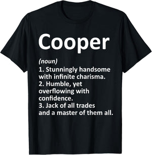 COOPER Definition Personalized Name Funny Birthday Gift T-Shirt - T-Shirt | Black
