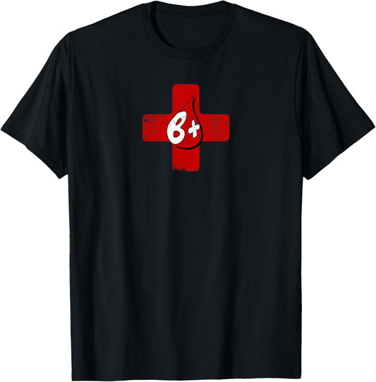 My Blood Type Is B positive B + Blood Type Medical Symbol T-Shirt - T-Shirt | Black