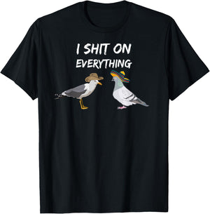 Funny Pigeon birds with sombrero and Seagull cowboy hat fun T-Shirt - T-Shirt | Black