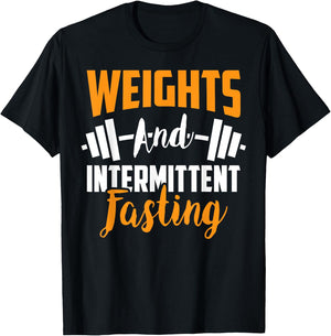 Weights And Intermittent Fasting Health Diet T-Shirt - T-Shirt | Black