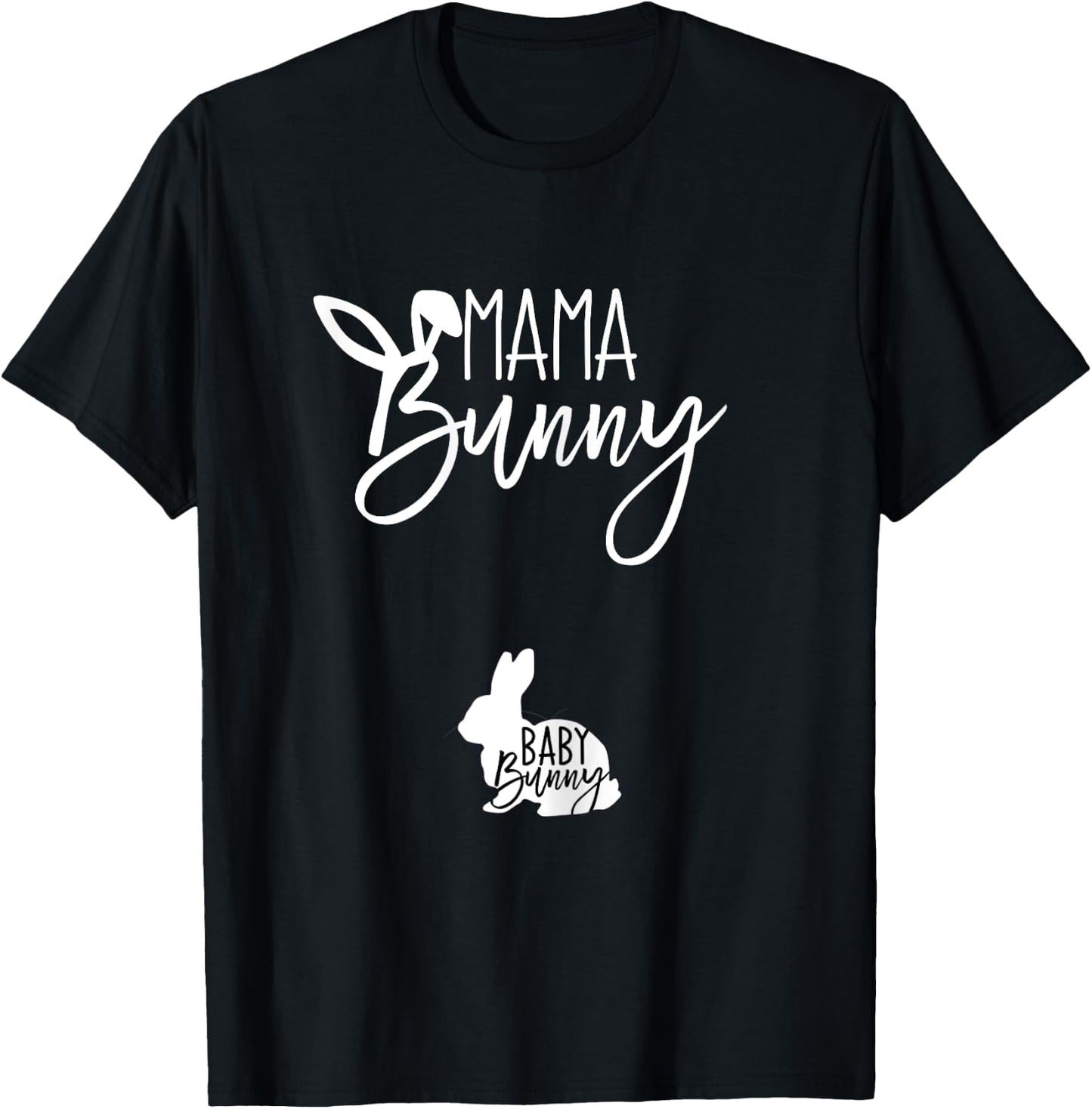 TeylieDesign Women's Pregnant Easter Pregnancy Announcement Mama Bunny Baby Bunny T-Shirt - T-Shirt | Black