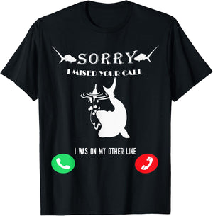 Funny Fishing Missed Call T-Shirt - T-Shirt | Black
