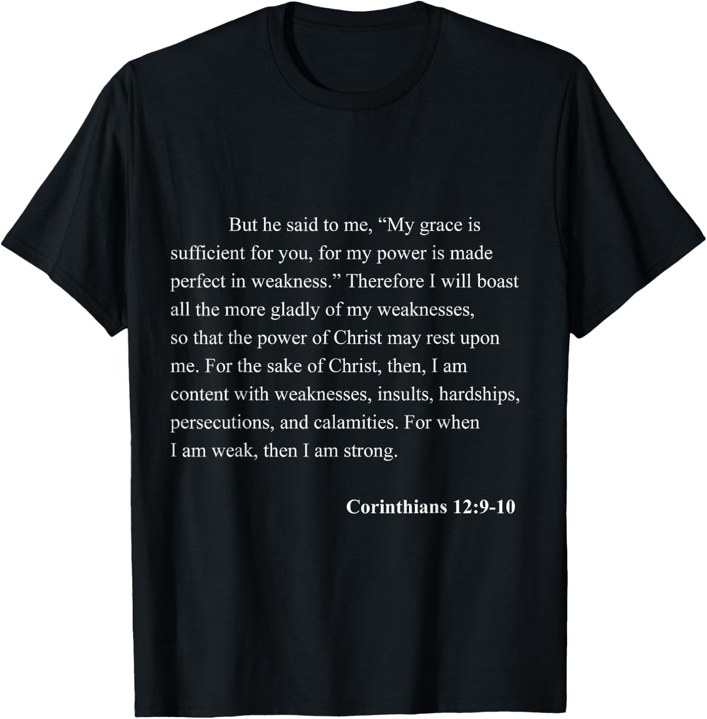 Bible Verse Corinthians 12:9-10 Christian Jesus Psalm T-Shirt - T-Shirt | Black