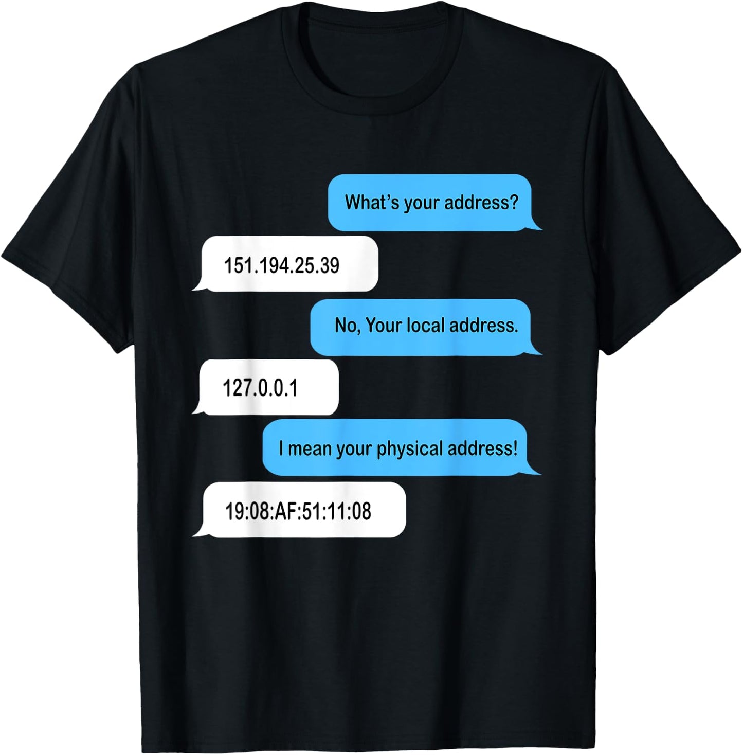 What's Your Address Funny Coder Chat T-Shirt - T-Shirt | Black