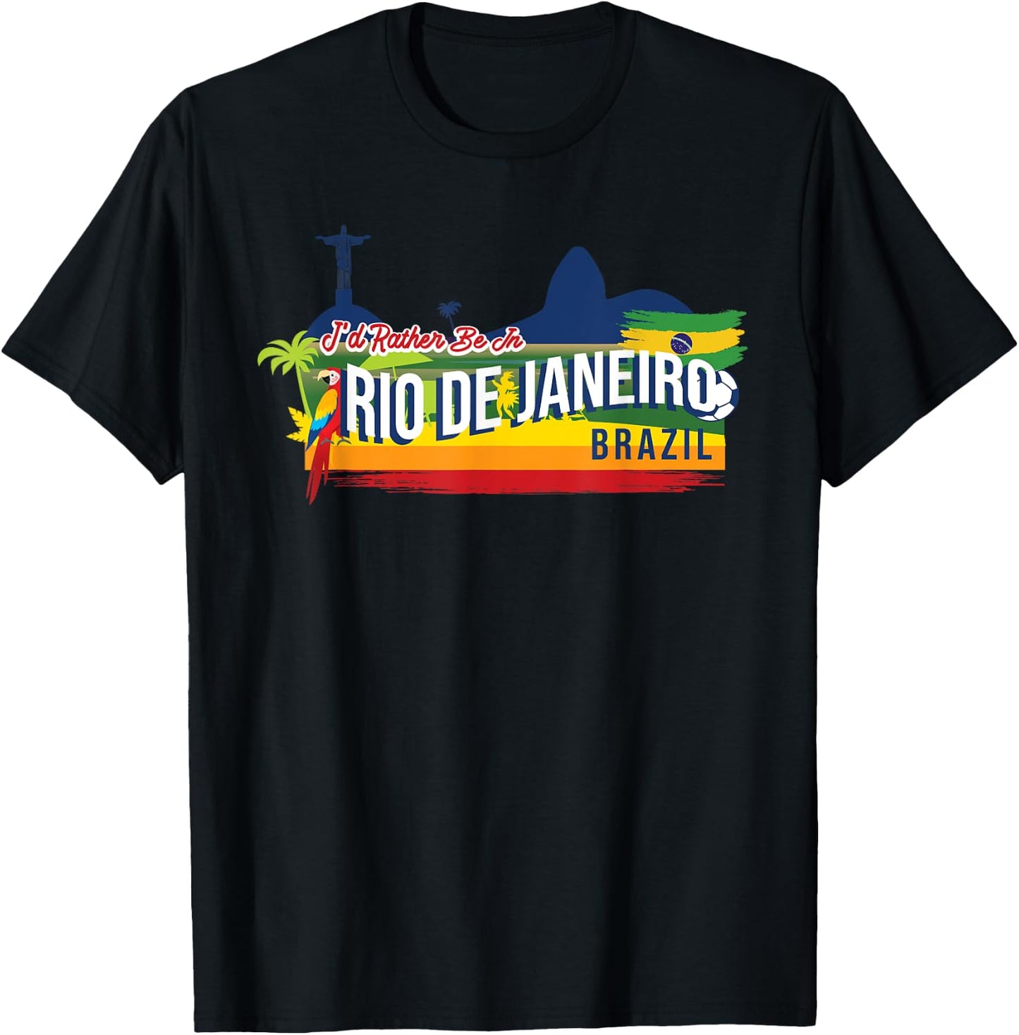 I'd Rather Be In Rio De Janeiro Brazil Vintage Souvenir T-Shirt - T-Shirt | Black