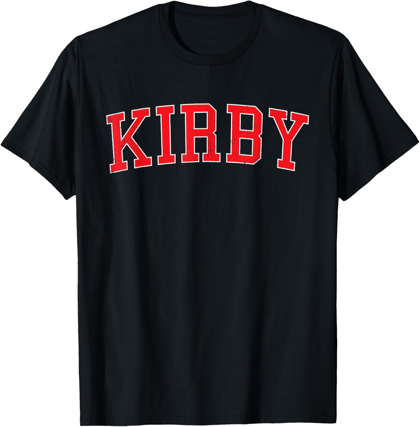 Vintage Kirby TX Distressed Red Varsity Style T-Shirt - T-Shirt | Black