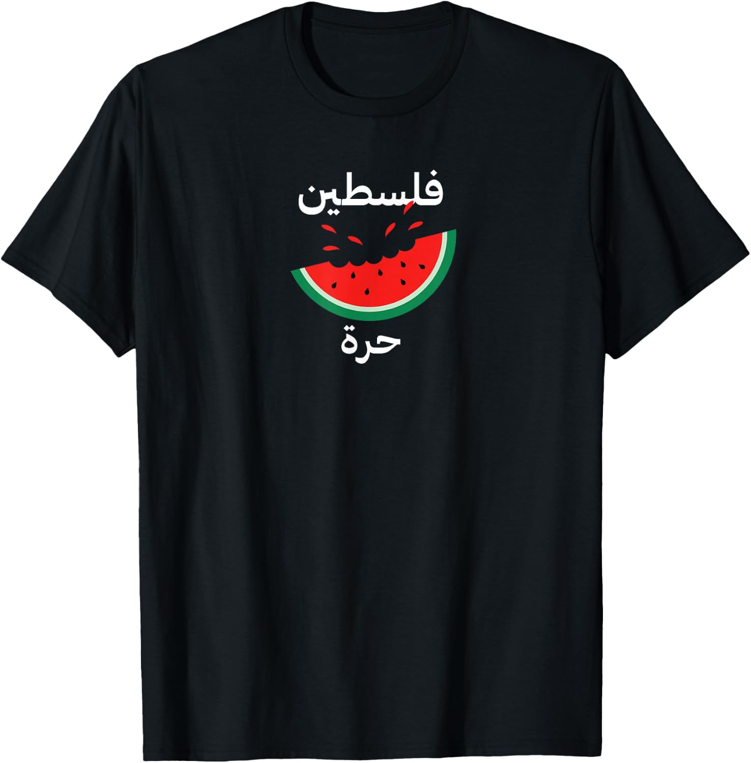 Palestine Map Watermelon Arabic Calligraphy T-Shirt - T-Shirt | Black