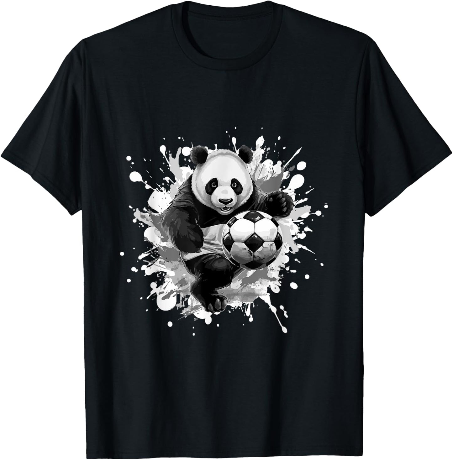 Panda Playing Soccer Sports Team Animal T-Shirt - T-Shirt | Black