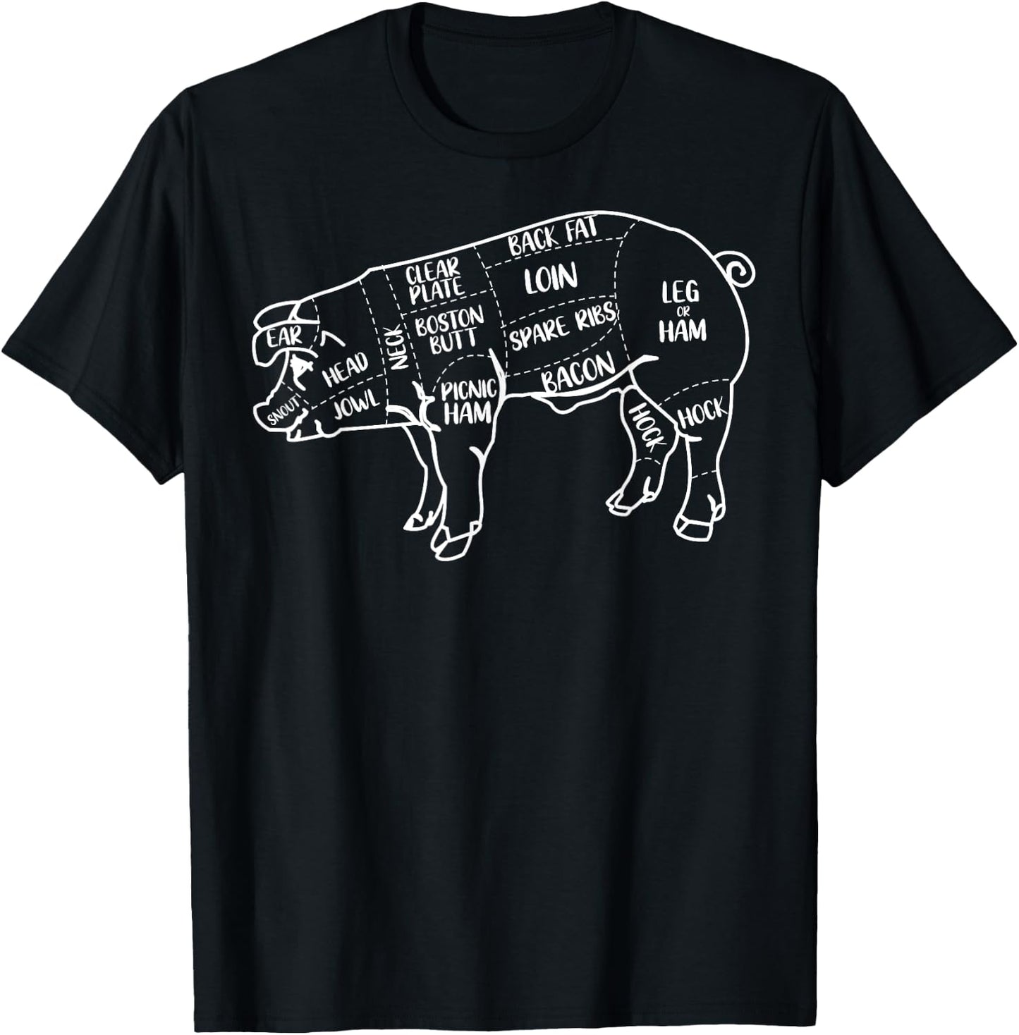 Pig and Pork Diagram design, Butcher design, Bacon gift T-Shirt - T-Shirt | Black