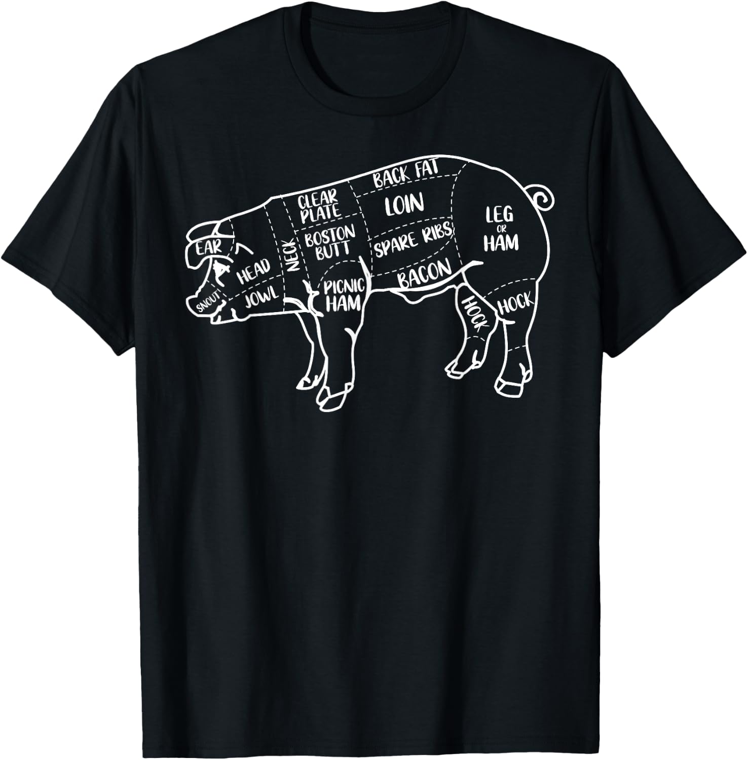 Pig and Pork Diagram design, Butcher design, Bacon gift T-Shirt - T-Shirt | Black