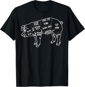 Pig and Pork Diagram design, Butcher design, Bacon gift T-Shirt - T-Shirt | Black