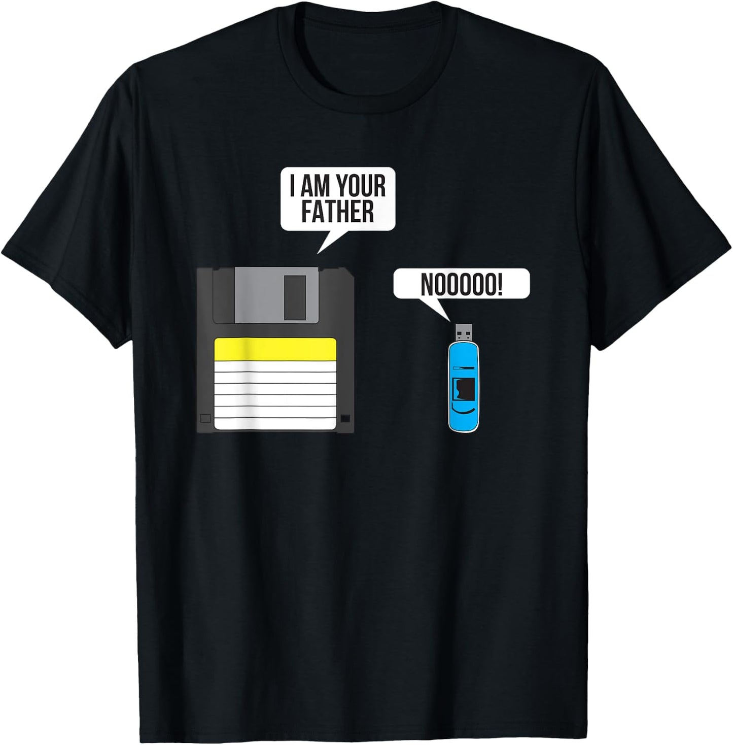 Funny Father Floppy Disk and Son USB Flash Drive Nerdy Gift T-Shirt - T-Shirt | Black