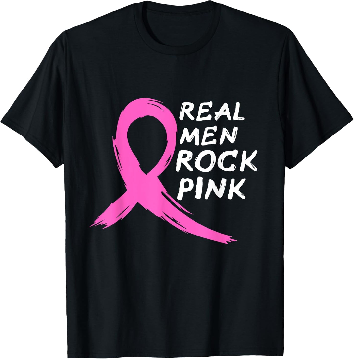 Real Men Rock Pink - Fighting Breast Cancer T-Shirt - T-Shirt | Black
