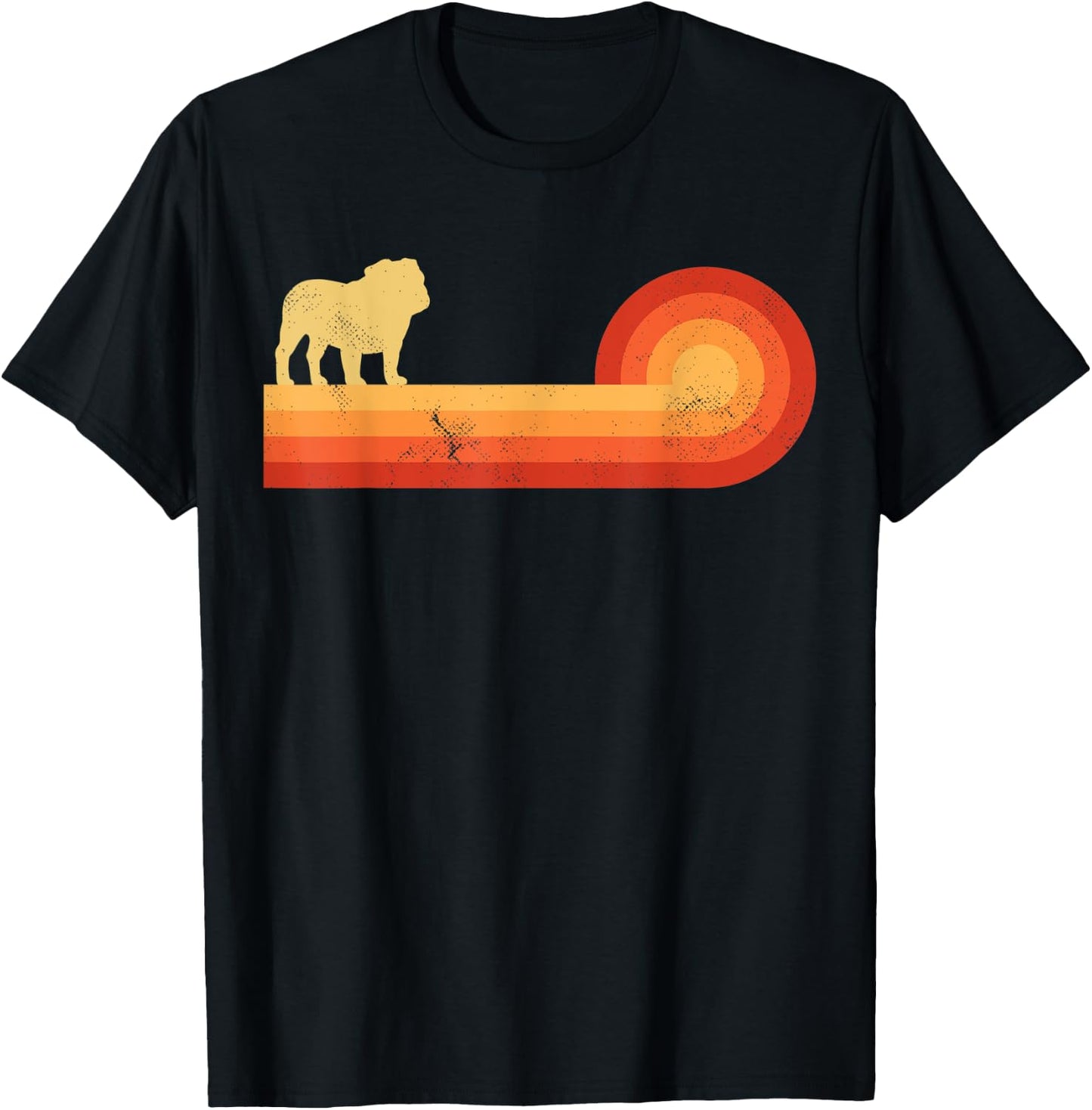 English Bulldog Retro Vintage 60s 70s Sunset Dog Lovers Men T-Shirt - T-Shirt | Black