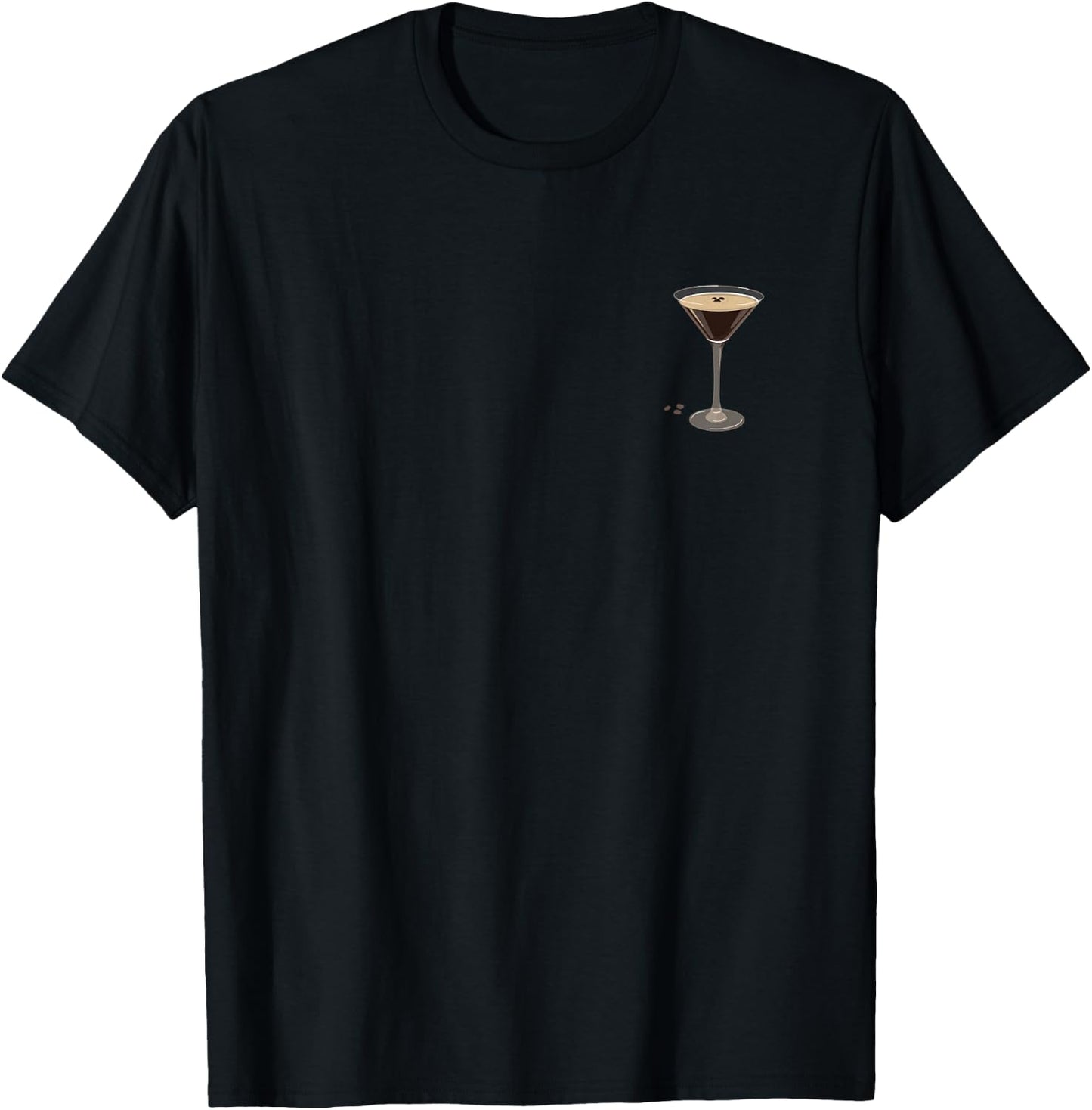 Glass Espresso Martini Minimalist Elegance Pocket Drinking T-Shirt - T-Shirt | Black