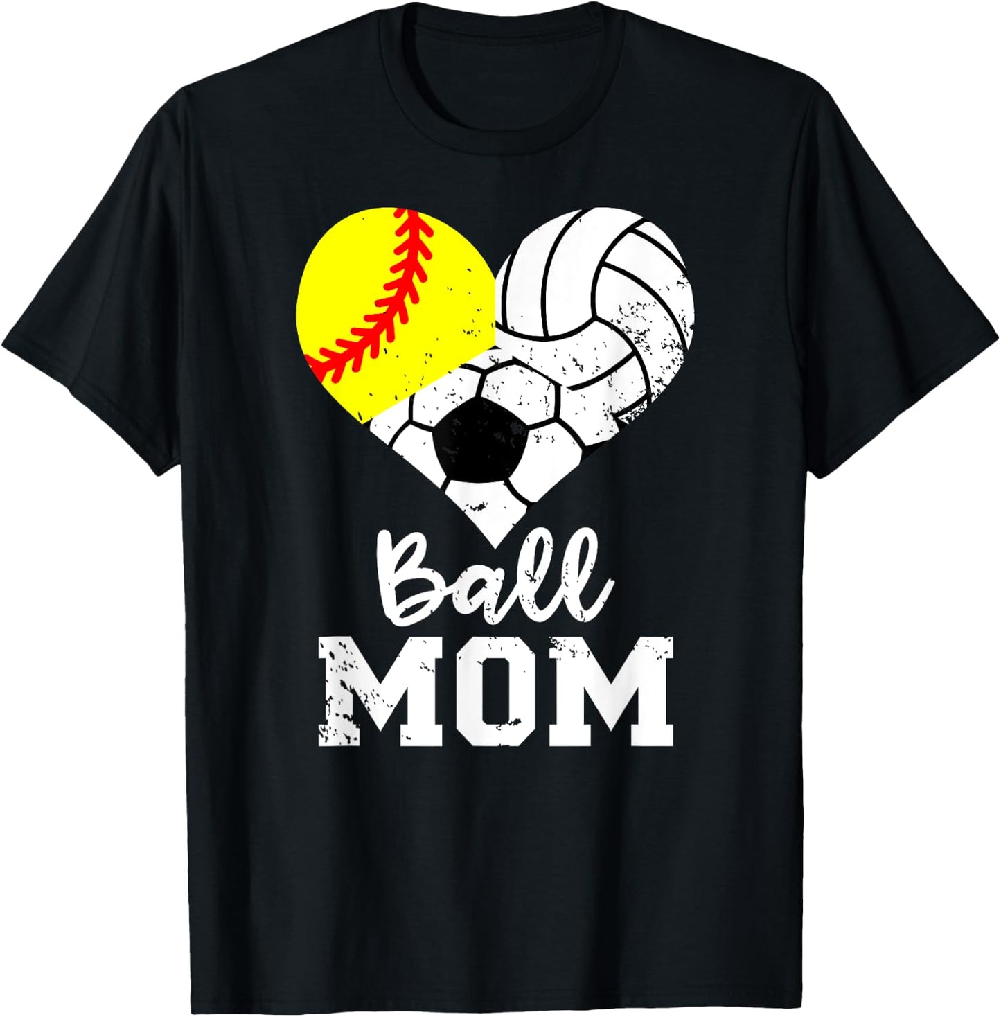 Ball Mom Funny Softball Volleyball Soccer Mom T-Shirt - T-Shirt | Black