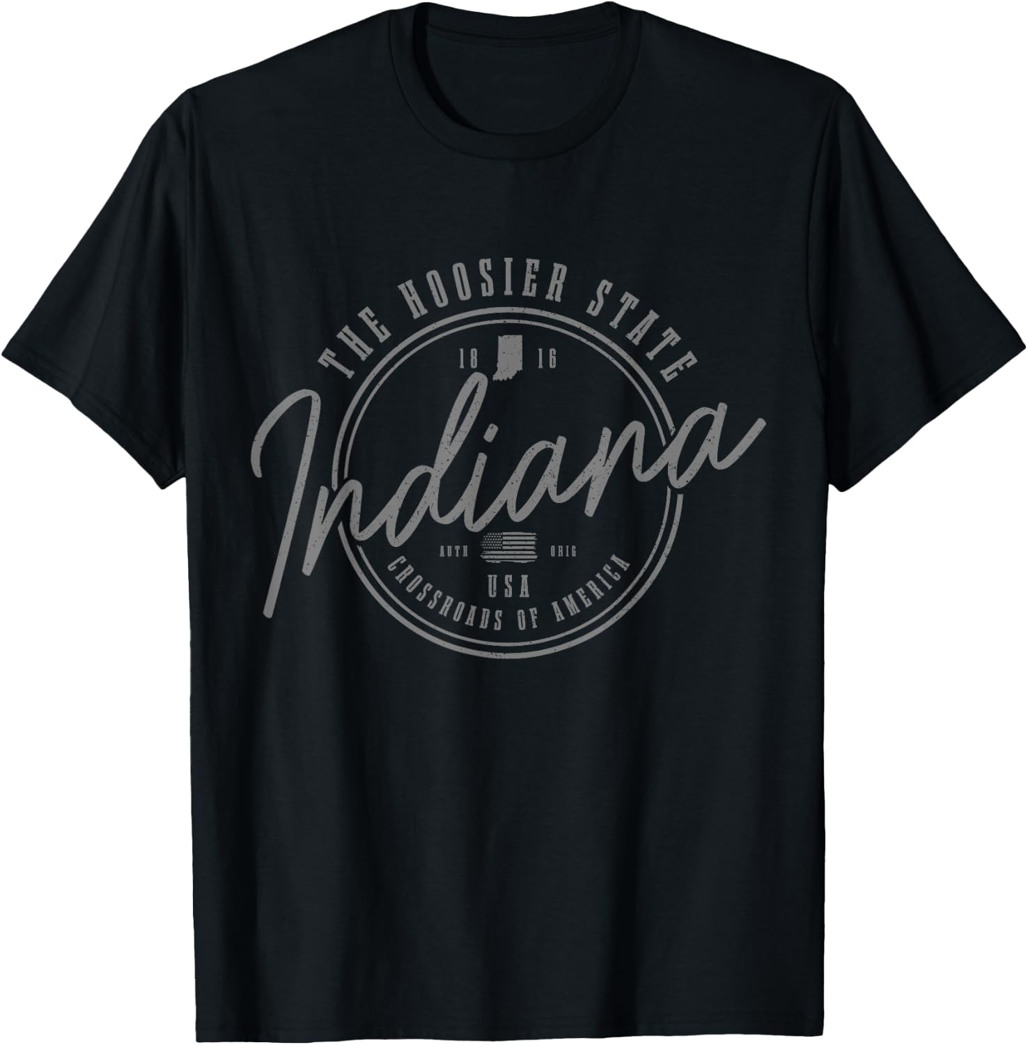 Indiana The Hoosier State Est. 1816 Patriotic Pride Indiana T-Shirt - T-Shirt | Black