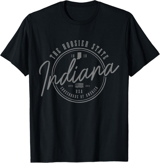Indiana The Hoosier State Est. 1816 Patriotic Pride Indiana T-Shirt - T-Shirt | Black
