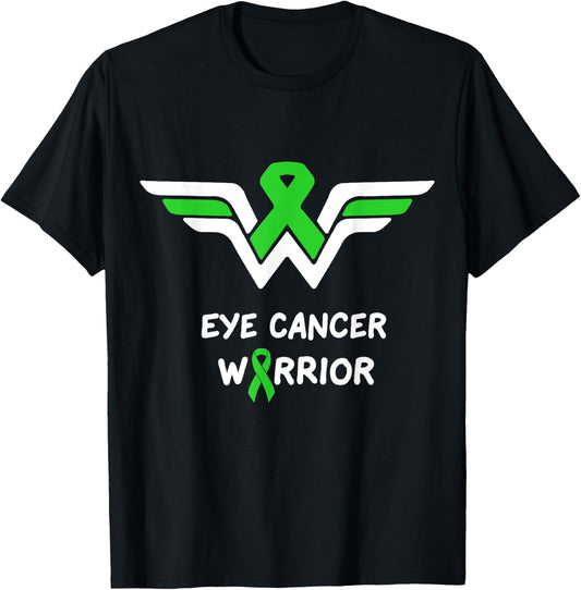 Eye Cancer Awareness Warrior Support Green Ribbon Gifts T-Shirt - T-Shirt | Black