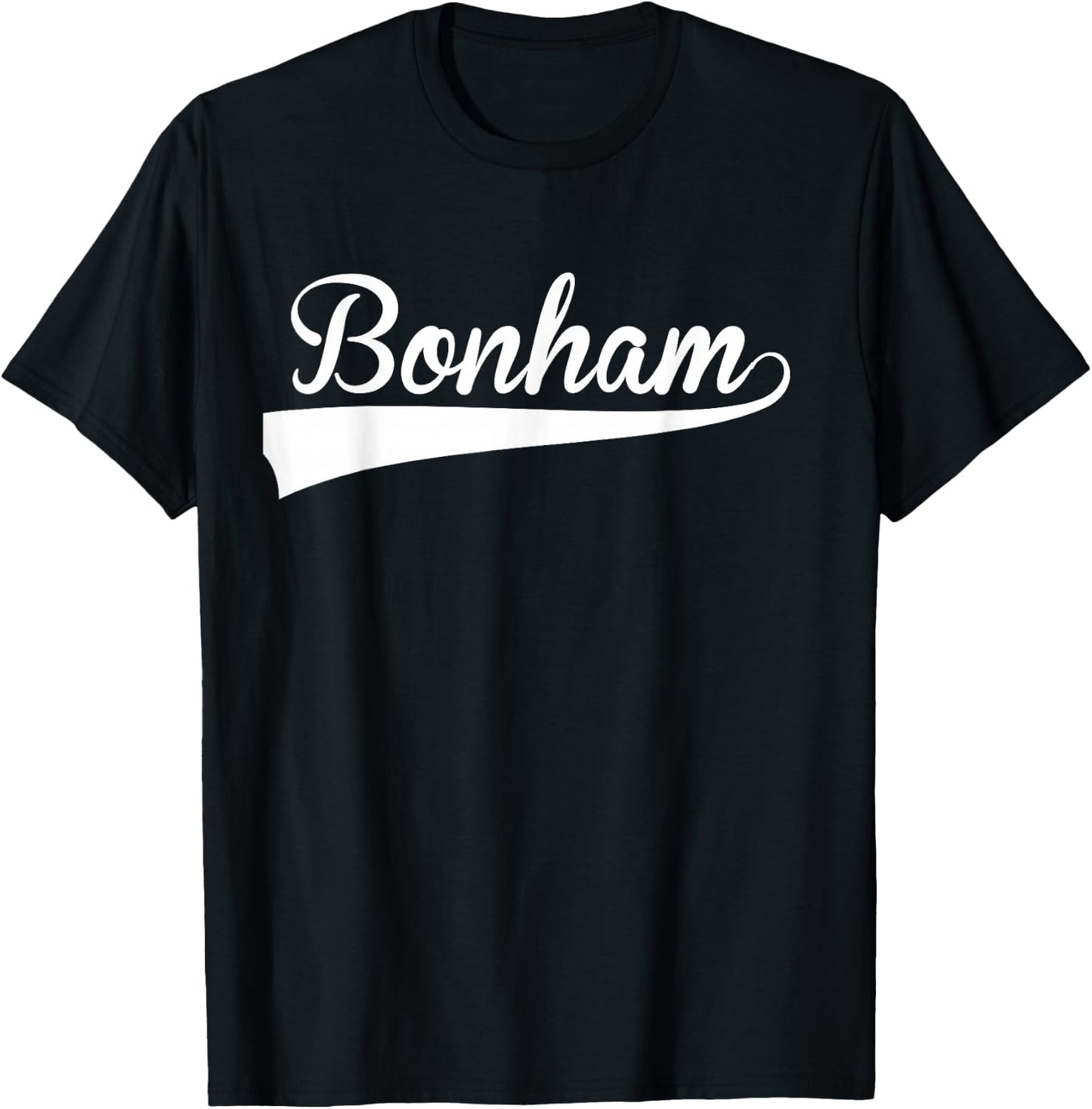 BONHAM Baseball Vintage Retro Font T-Shirt - T-Shirt | Black