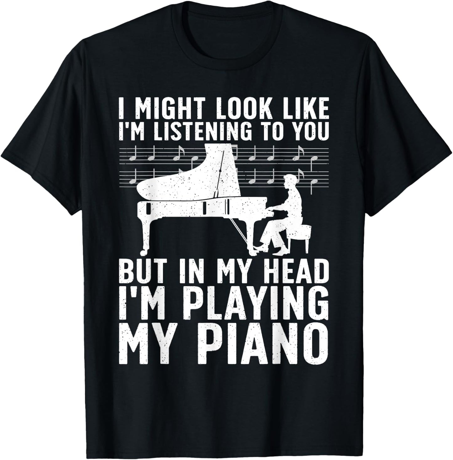 Funny Piano Art Women Music Keyboard Piano Lovers T-Shirt - T-Shirt | Black