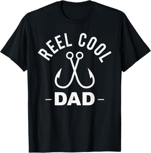 Reel Cool Dad Shirt Fishing Funny Shirts T-Shirt - T-Shirt | Black
