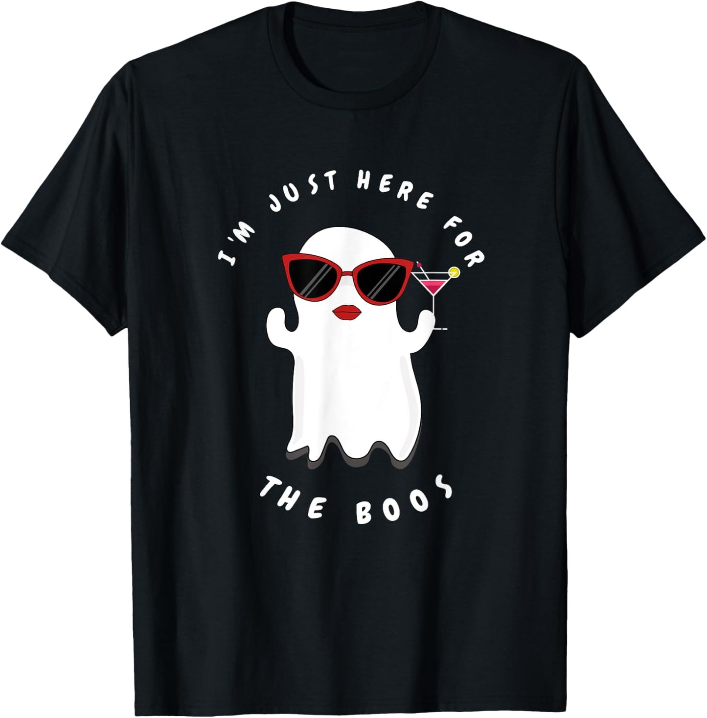 I'm Just Here For The Boos Women Funny Halloween Ghost T-Shirt - T-Shirt | Black