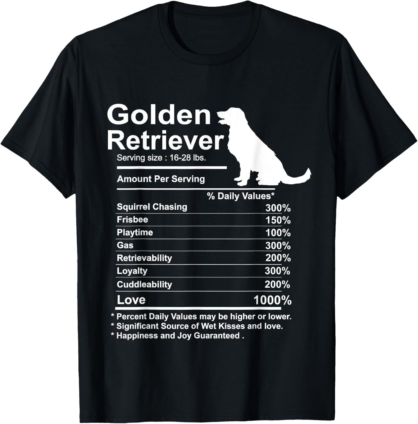 Funny Golden Retriever Facts Nutrition Gift Mother T-Shirt - T-Shirt | Black