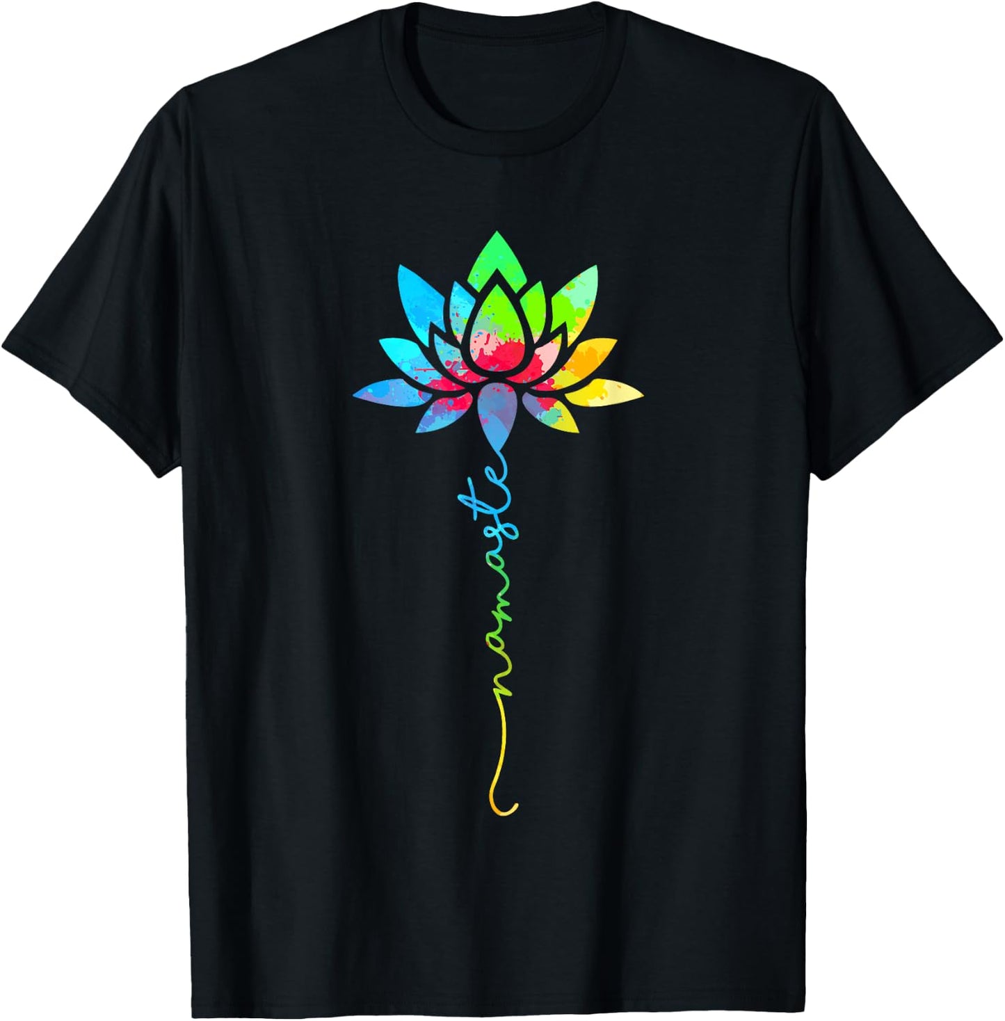 Namaste Rainbow Mandala Lotus Flower Meditation Yoga T-Shirt - T-Shirt | Black