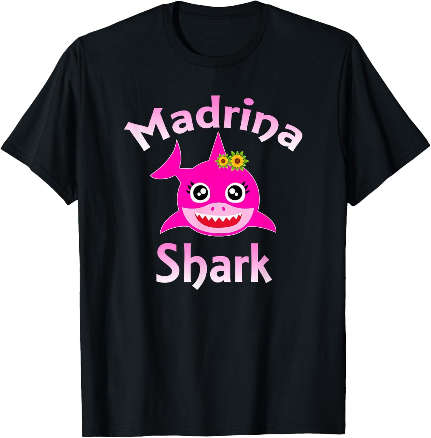 Madrina Shark Funny Italian Godmother Gift T-Shirt - T-Shirt | Black