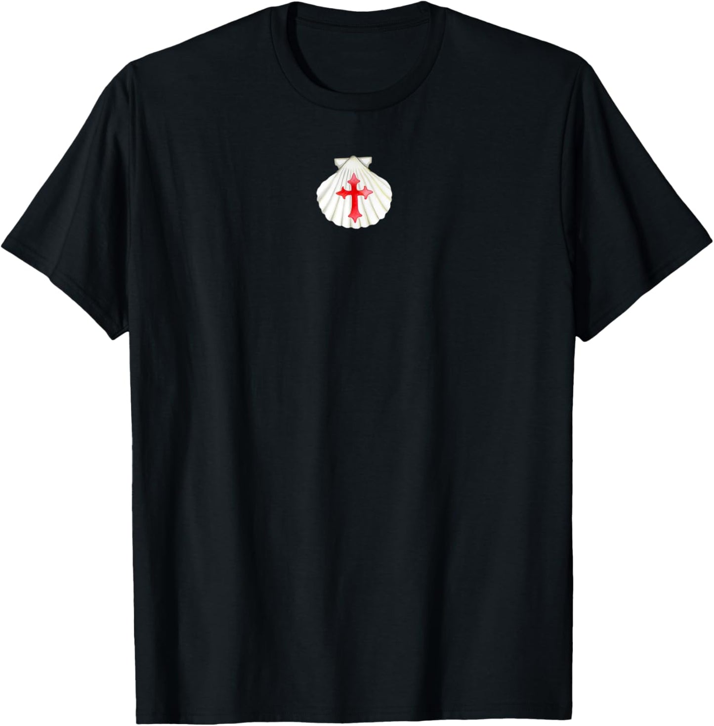 Camino De Santiago Pilgrim Cross Shell T-Shirt - T-Shirt | Black