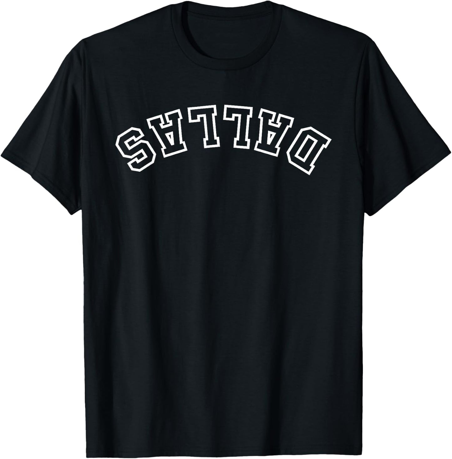 Dallas Upside Down Reverse Dallas Texas Athletic Men Women T-Shirt - T-Shirt | Black