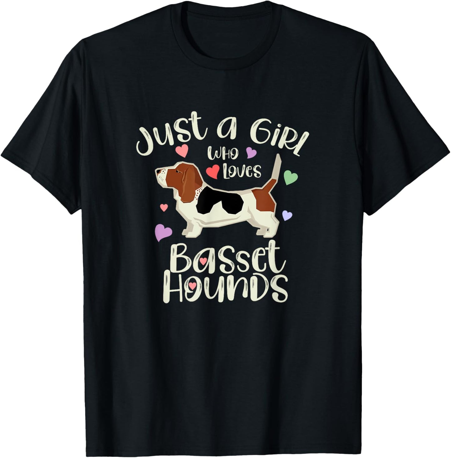 Just a Girl Who Loves Basset Hounds T-Shirt - T-Shirt | Black