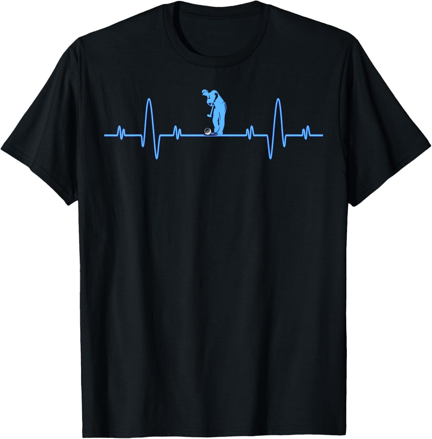 Funny Golf Heartbeat Shirt - Golfers Men Women Gifts Cool T-Shirt - T-Shirt | Black