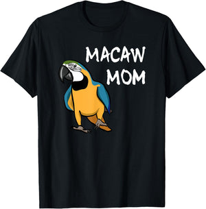 Blue and Yellow Macaw Mom Parrot Mom Bird Lover Cute Parrot T-Shirt - T-Shirt | Black