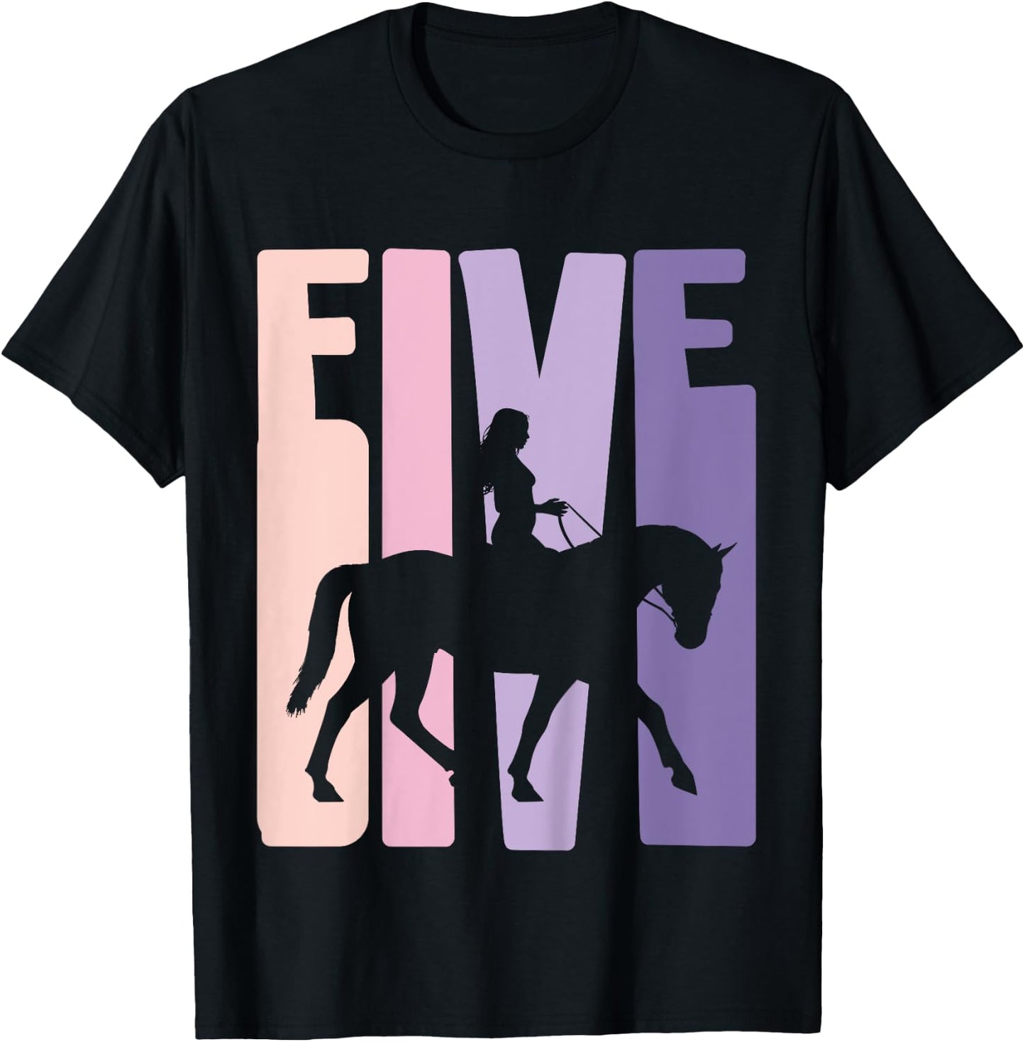 5th Birthday Gift Horse Rider Fan 5 Years Girls T-Shirt - T-Shirt | Black