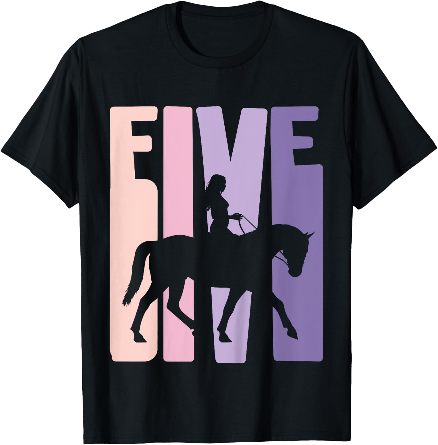 5th Birthday Gift Horse Rider Fan 5 Years Girls T-Shirt - T-Shirt | Black