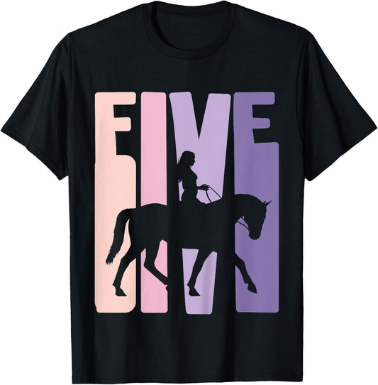 5th Birthday Gift Horse Rider Fan 5 Years Girls T-Shirt - T-Shirt | Black