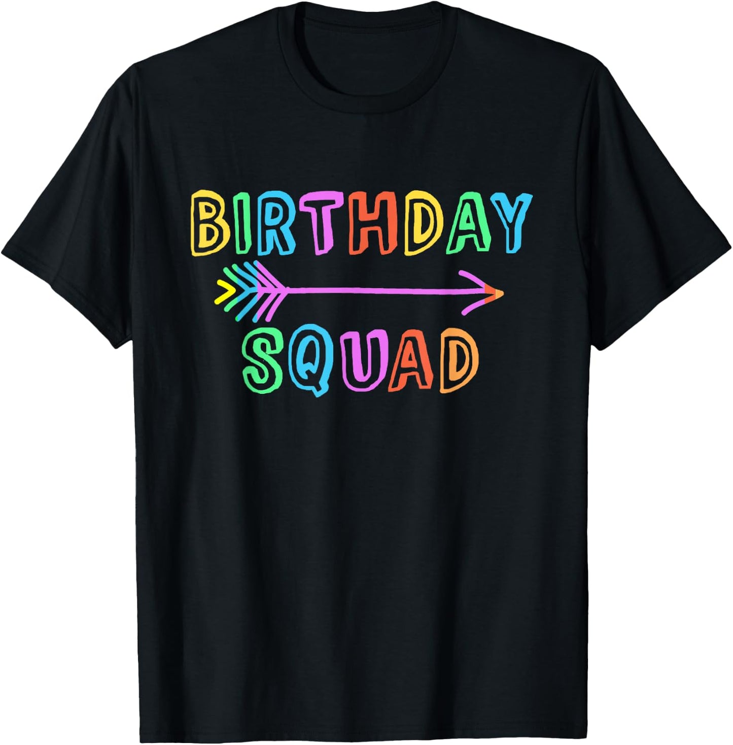 Colorful Kids Mom Dad Crew Matching Siblings Birthday Squad T-Shirt - T-Shirt | Black