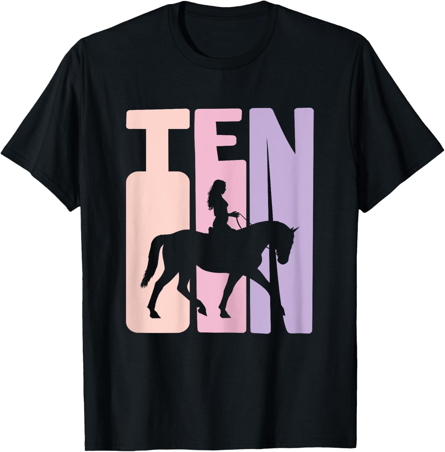 10th Birthday Gift Horse Rider Fan 10 Years Girls T-Shirt - T-Shirt | Black
