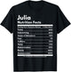 Julia Nutrition Facts Gift Funny Personalized Name Julia T-Shirt - T-Shirt | Black