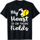 My Heart Is On Those Fields Funny Soccer Softball Player Mom T-Shirt - T-Shirt | Black
