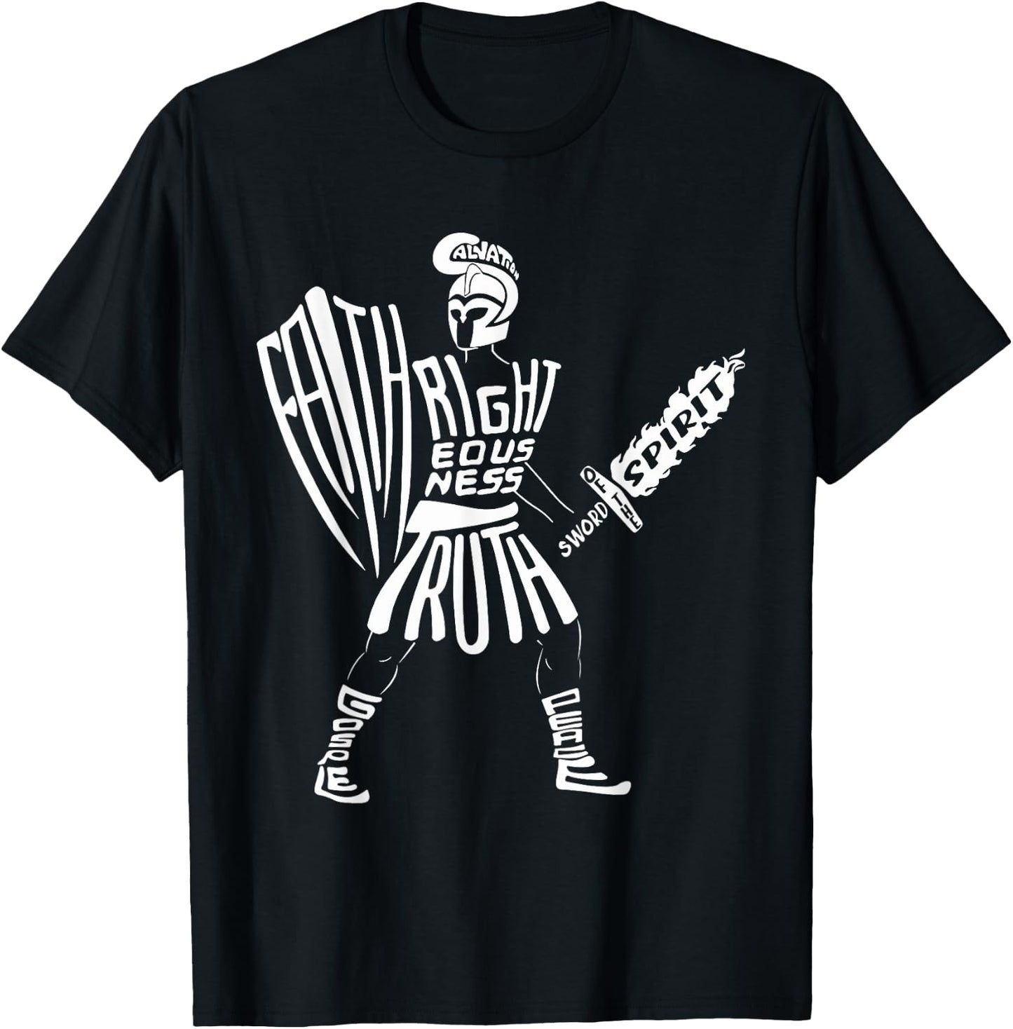 Put on The Full Armor of God, Christian Jesus, Bible Verse T-Shirt - T-Shirt | Black