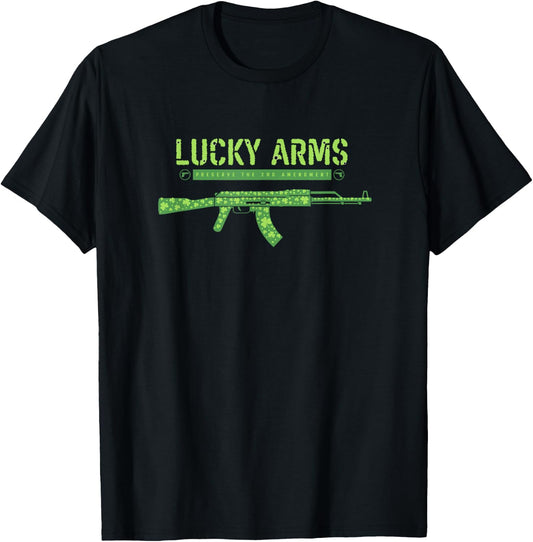 Lucky Arms Shamrock St. Patrick's Day 2nd Amendment T-Shirt - T-Shirt | Black