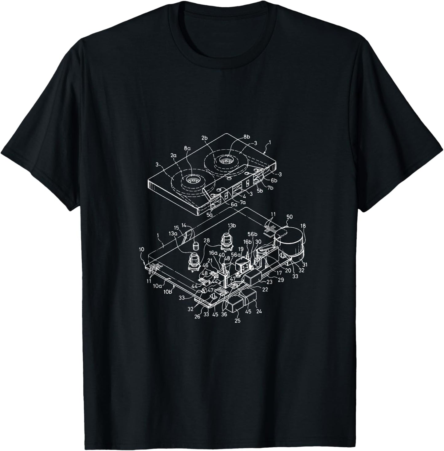 Cassette Tapes Mixtapes Drawing Schematic, 1980s Costume T-Shirt - T-Shirt | Black