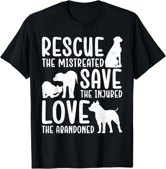 Best Animal Rescue Art Women Kids Dog Cat Pet Lovers T-Shirt - T-Shirt | Black