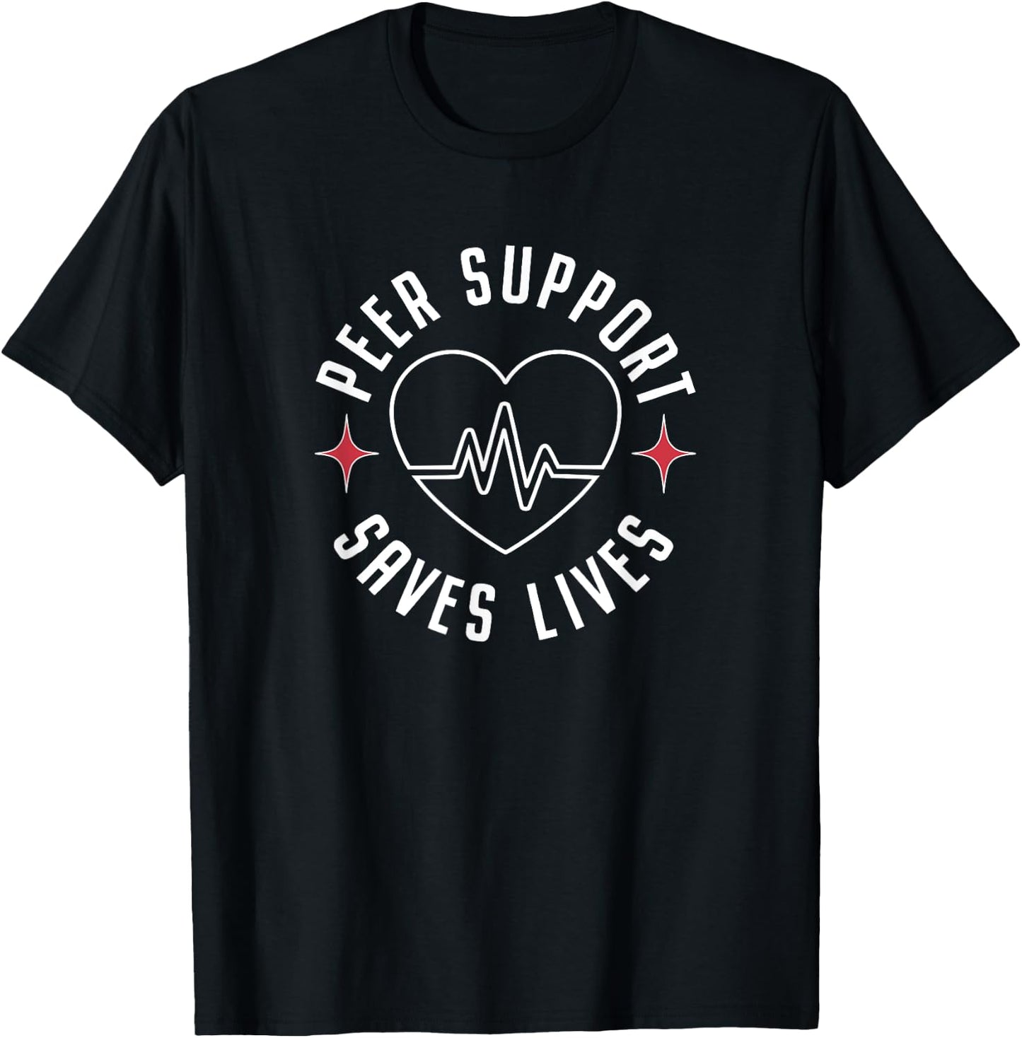 Peer Support Saves Lives Heart AA NA Meeting Makes Make It T-Shirt - T-Shirt | Black