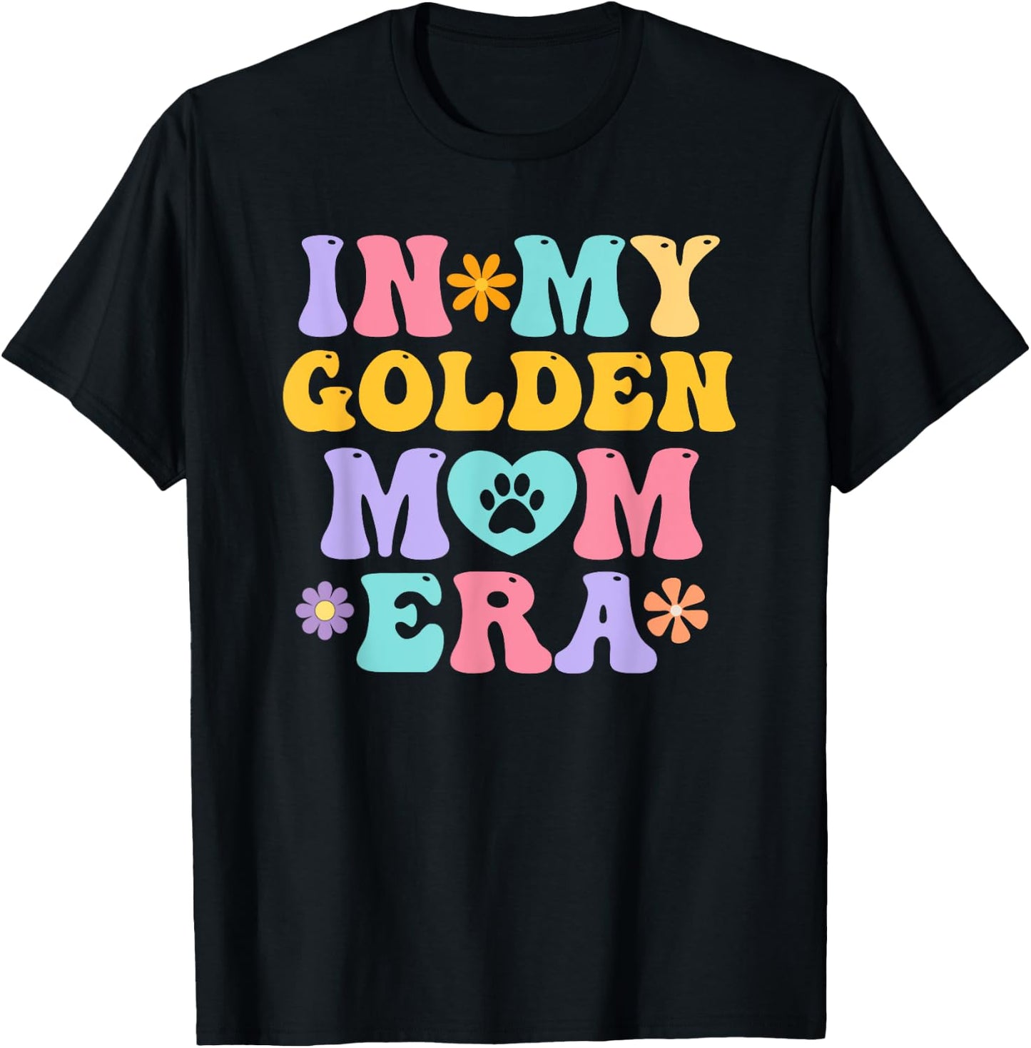 In My Golden Retriever Mom Era Funny Retro Groovy Dog Owner T-Shirt - T-Shirt | Black